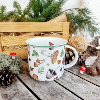 TINA hrnek 380 ml, houby, Český porcelán Dubí (Porcelánový hrnek 1. jakost)