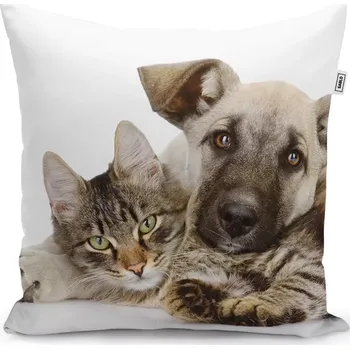 Polštář Sablio Polštář Kočička a štěňátko - 40x40 cm