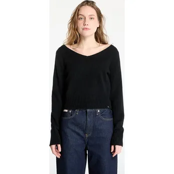 Dámský svetr Svetr Calvin Klein Jeans Fluffy Yarn V-Neck Sweater Black L