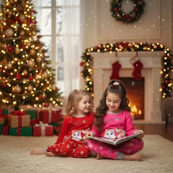 Dětská móda KUGO DÍVČÍ VÁNOČNÍ PYŽAMO MP5868 Velikost: 128, Barva: Červená