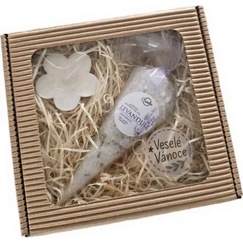 Svíčka Supeko Dárkový balíček Plovoucí svíčka vonná a sůl levandule 100 g