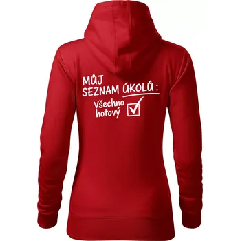 Dámská mikina Můj seznam úkolů - Mikina dámská Cape s kapucí - XS ( Červená )