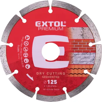 Řezný kotouč EXTOL PREMIUM 108712 (ZRUŠENO! Nahrazeno výrobkem 8803012 kotouč diamantový řezný segmentový - suché řezání, O 125x22,2x2mm)