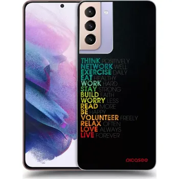 Pouzdro na mobilní telefon Picasee silikonový černý obal pro Samsung Galaxy S21+ 5G G996F - Motto života
