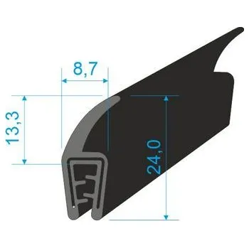 Těsnění do okna a dveří 00547010 U-PIRELI s kovovou výztuží s horním těsněním, U-PVC, bříško-EPDM, délka:1300mm