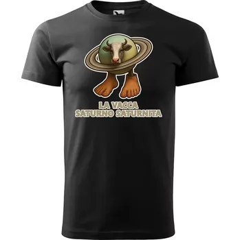 Sablio Tričko s potiskem La vacca saturno saturnita - Italian Brainrot - černé 5XL