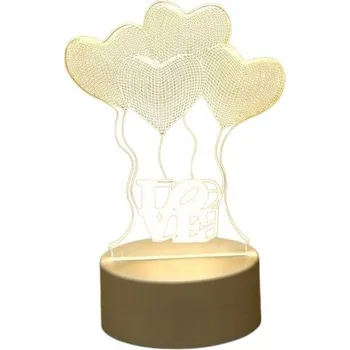 Lampička NOČNÍ LAMPA LOVE SRDCE 3D ILUZE DO LOŽNICE PRO DĚTI DÁREK USB