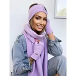Teplákový VSB set šála + čelenka + rukavice lila fialová, VELIKOST UNI
