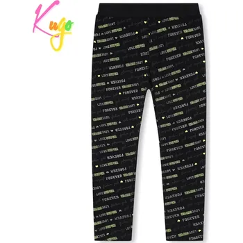 Dětské zateplené legíny KUGO YL8745 černé + žluté nápisy vel.134