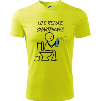 Chlapecké tričko LIFE BEFORE SMARTPHONES - Dětské triko sportovní (dresovina) - 146 cm/10 let ( Neonově žlutá )