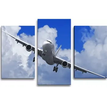 Obraz Sablio Obraz - 3-dílný Letadlo při přistání - 75x50 cm