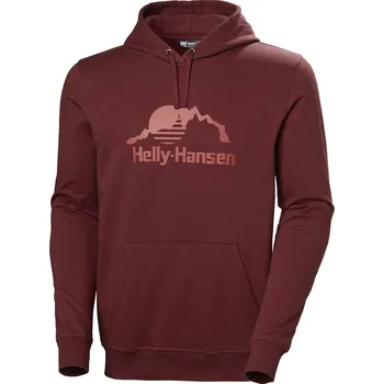 Pánské oblečení Pánská Mikina HELLY HANSEN NORD GRAPHIC PULL OVER HOODIE 62975_180 – Vínová L