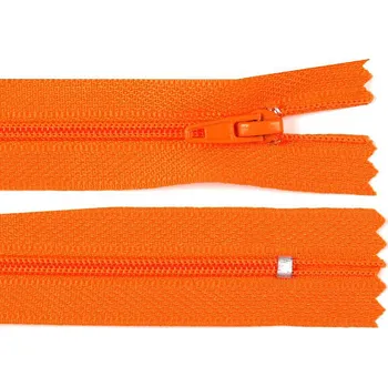 Zip Spirálový zip No 3 délka 25 cm pinlock, malé, 158 oranžová