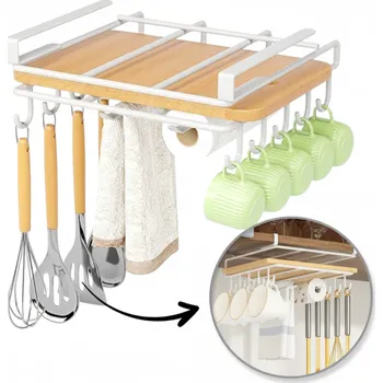 Paradox Kovový držák na desku s háčky pod poličku DRAFT / Bílá matná