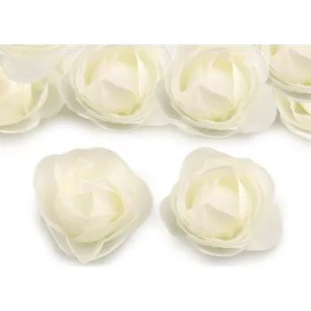 umělá květina Textilní květ růže Ø3,5 cm, střední, 2 krémová nejsvět.
