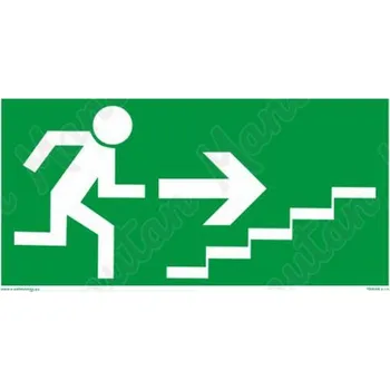 Únikové schodiště vpravo nahoru, plast 300 x 150 x 1,1 mm, fotoluminiscenční