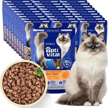 Krmivo pro kočku MOKRÉ KRMIVO PRO KOČKY OPTIVITAL kousky KRŮTA v omáčce 28x85g