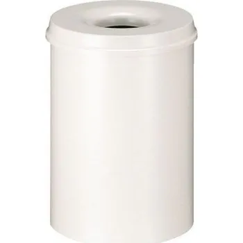 Odpadkový koš Kovový samozhášecí odpadkový koš Hole, objem 15 l, bílý