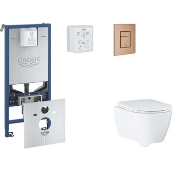 Klozet GROHE - Rapid SLX Set předstěnové instalace, klozetu, sedátka SoftClose a tlačítka Skate Cosmopolitan, kartáčovaný Warm Sunset SANI11BB4118