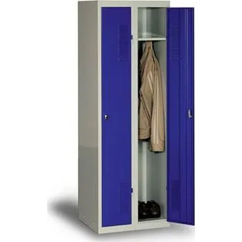 Šatní skříň Montovaná šatní skříň DURO MONT, 2 oddíly, šedá/modrá, otočný uzávěr