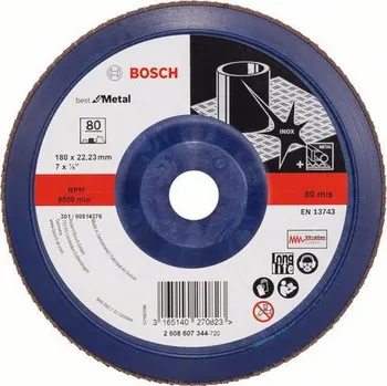 Brusný kotouč Bosch - Lamelový brusný kotouč X571, Best for Metal 180 mm, G80, rovný, 10 BAL