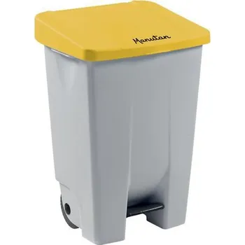 Odpadkový koš Plastový odpadkový koš Manutan Expert Handy, objem 80 l, bílý/žlutý