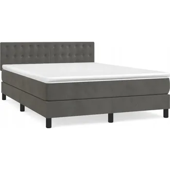 Postel Kontinentální postel s matrací 140x200 cm, tmavě šedá, sametová