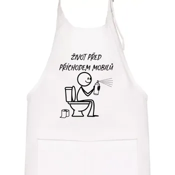 Kuchyňská zástěra Život před příchodem mobilů - Dětská zástěra na vaření - Univerzální velikost ( Bílá )