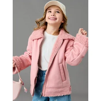 Dívčí bunda Sinsay - Umělý kožich s límcem - růžová - 660EI-39X - 660EI-39X-122