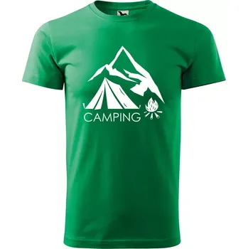 Pánské oblečení Sablio Tričko s potiskem Camping - zelené XL