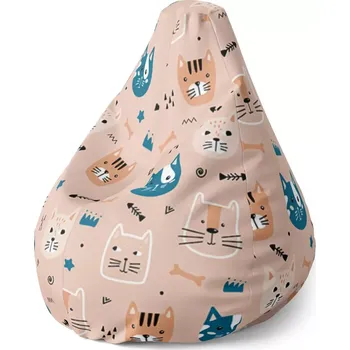 Sedací pytel Sablio Sedací vak Pear Barevné kočičky - 140 x 100 x 25 cm