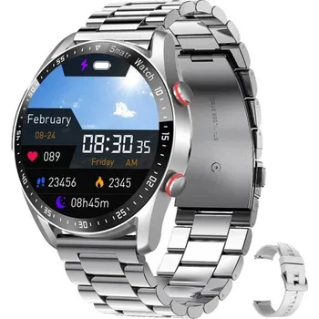 Chytré hodinky Pánské sportovní vodotěsné chytré hodinky 45,5 mm šířka hodinek 260 mm délka pásku Odolné chytré hodinky pro muže Aktivní styl Denní sledování stříbrná