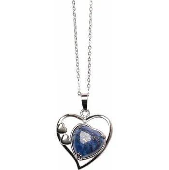 Náhrdelník Lapis lazuli srdce náhrdelník z nerez oceli délka cca 45 cm