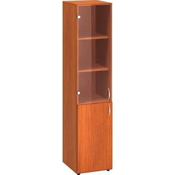 Šatní skříň Vysoká úzká skříň Alfa 500, 178 x 40 x 47 cm, s kombinovanými dvířky - levé provedení, dezén třešeň