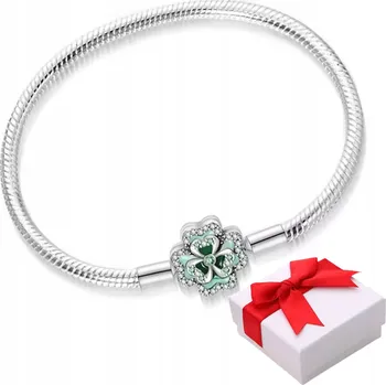 Náramek MODULÁRNÍ náramek na přívěsky, základna čtyřlístek stříbro s925, délka 19 Cm + KRABIČKA