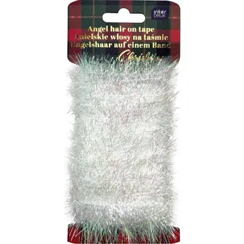 Vánoční dekorace DEKORAČNÍ ANDĚLSKÉ VLASY NA PÁSCE BÍLÉ 20 m INTERDRUK