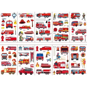 Odstranitelné tetování Smyvatelné tetování pro děti - 10 archů - Hasičské auto