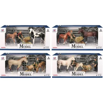 Figurka EP Line Series Model Svět zvířat Sada 1 Kůň a hříbě s figurkou - černo-bílý