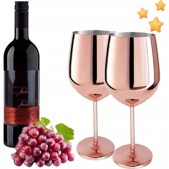 Sklenice SKLENIČKY NA GIN VÍNO RŮŽOVÉ ZLATO OCEL 500 ML KOMPLET 2KS DÁREK