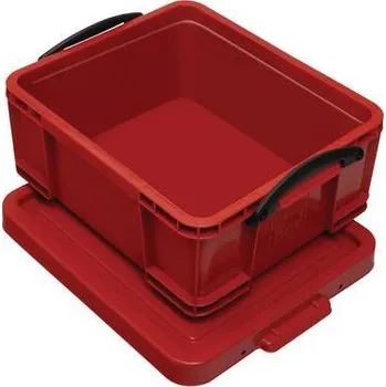 Plastový úložný box s víkem na klip, červený, 18 l