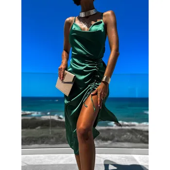 Dámské šaty Smaragdové elegantní šaty STELLAR s řasením Velikost: ONESIZE