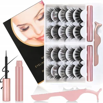 Péče o řasy a obočí UMĚLÉ MAGNETICKÉ ŘASY S APLIKÁTOREM 10 PÁRŮ DLOUHÉ HUSTÉ + 2X OČNÍ LINKY