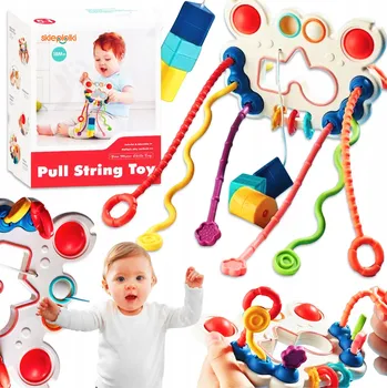 Hračka pro kojence KOUSÁTKO CHRASTÍTKO SENZORICKÁ HRAČKA MONTESSORI PRO MIMINKA DĚTI 5V1