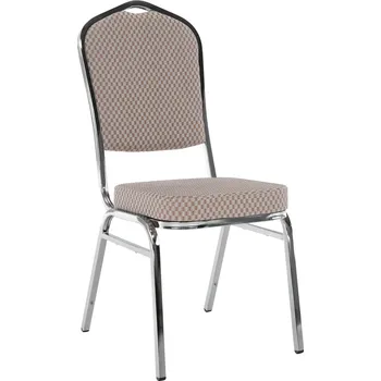 Jídelní židle Stohovatelná židle, béžová/vzor/chrom, ZINA 3 NEW