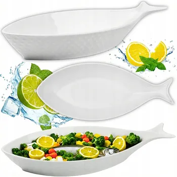 SALÁTOVÁ MÍSA PORCELÁNOVÁ BÍLÁ 35 CM TVAR RYBA MISKA