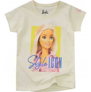 Dívčí tričko BARBIE HALENKA TRIČKO KRÁTKÝ RUKÁV dívčí bavlna ecru 128 D065V
