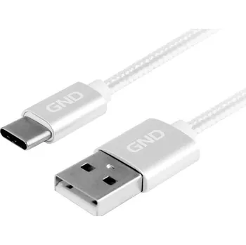 GND USB / USB-C, 1m, opletený (USBAC100MM05) stříbrný