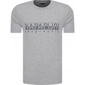 Pánské Tričko NAPAPIJRI N0YIJ9 Střih Regular Fit Šedé