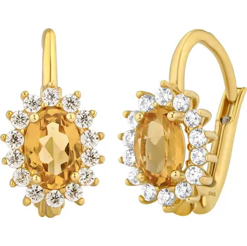 Náušnice Zlaté náušnice Keegan ze žlutého zlata s přírodním citrínem a Brilliance Zirconia FNN33331EGYCI