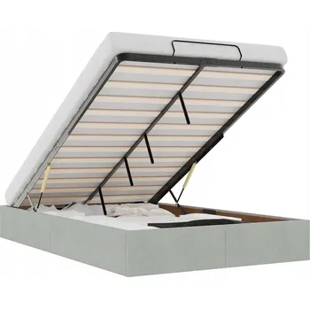 Postel Rám postele s úložným prostorem, otoman, světle šedá, 193x120x23,5 cm